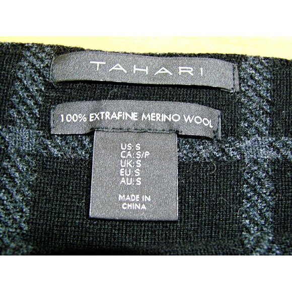 Tahari Womens Gray Black Striped Extrafine Merino Wool Tunic Sweater Size Small - Picture 4 of 12